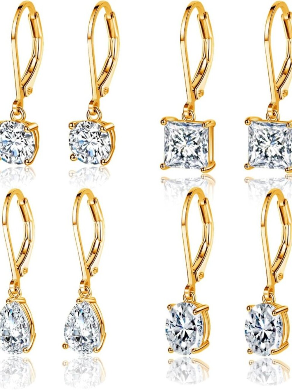 Elegant 18K Gold Plated Dangle Earrings Set for Women - Stylish Leverback Design